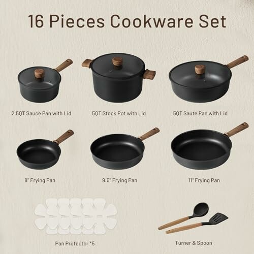 CAROTE 16pcs Nonstick Cookware Set