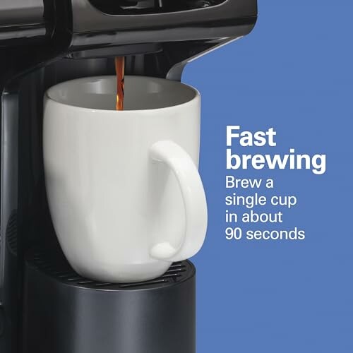 Coffee machine brewing a single cup in 90 seconds