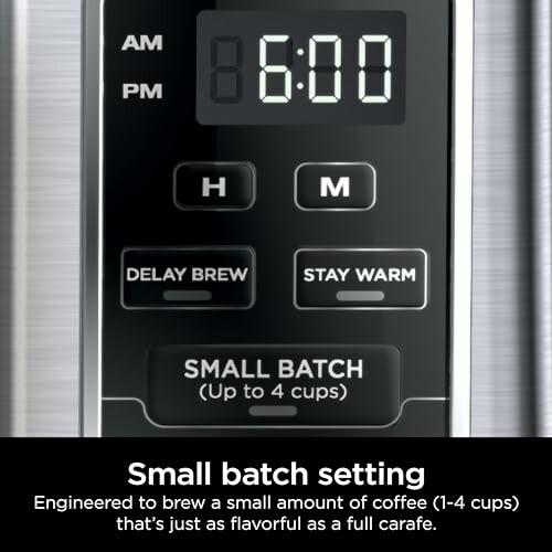 Coffee maker control panel with small batch setting