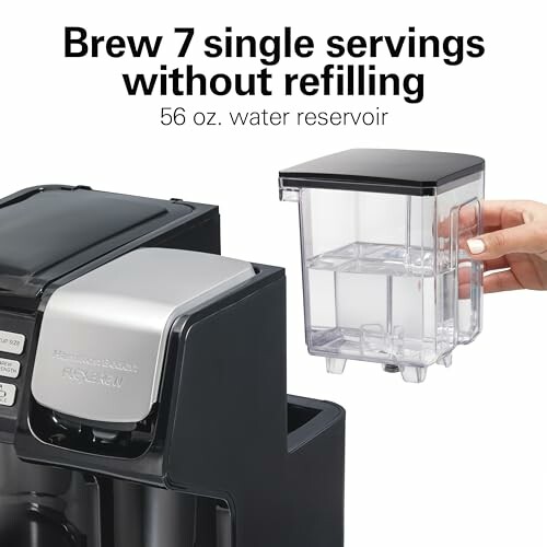 Coffee maker with a 56 oz. water reservoir for brewing 7 servings.