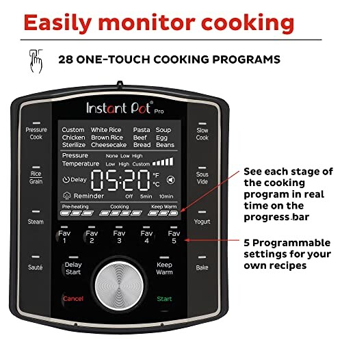 Instant Pot Pro control panel with 28 one-touch cooking programs