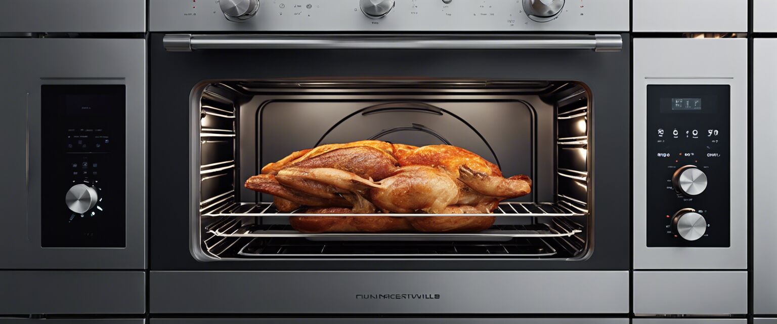 Close-up of an intelligent oven with modern features