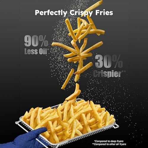 Air-fried fries with 90% less oil and 30% crispier.