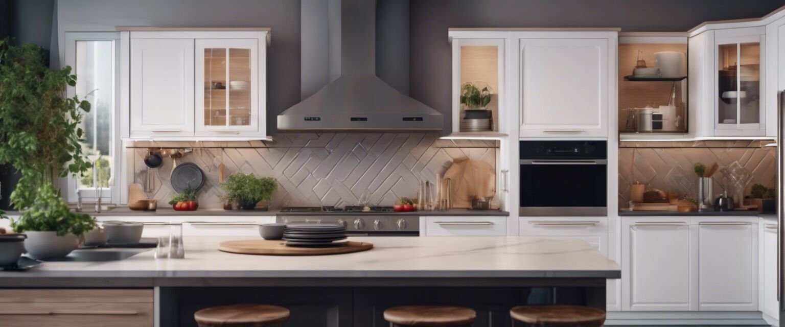 Smart kitchen with connected appliances functioning together.